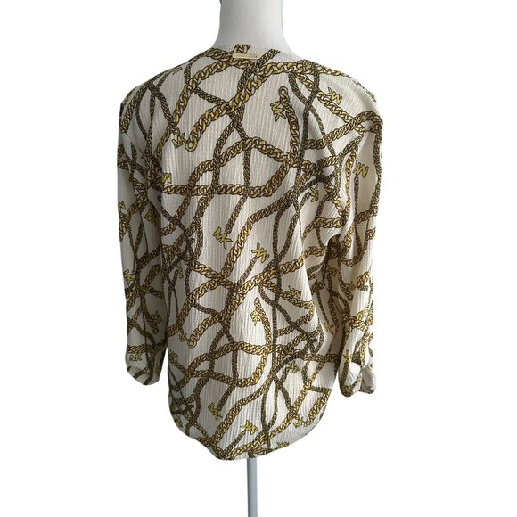 MICHAEL KORS Gold Chain Print Top Size Medium - Picture 6 of 8